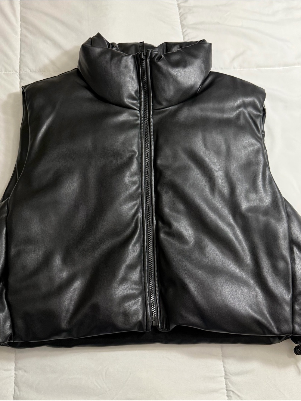Zara Black Faux Leather Puffer Vest